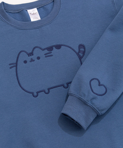 Pusheen Blue Embroidered Unisex Sweatshirt